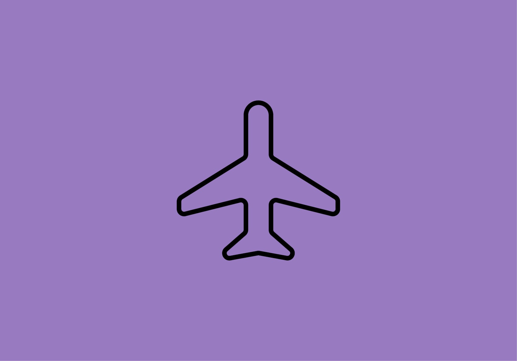 Symbol Flugzeug auf lila Grund